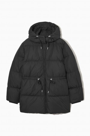 Abrigos COS Drawstring-Cintura Puffer Mujer Negros | México HNFT-16709