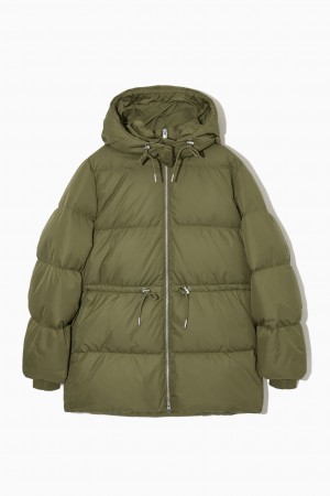Abrigos COS Drawstring-Cintura Puffer Mujer Kaki Verdes | México FCRT-29674