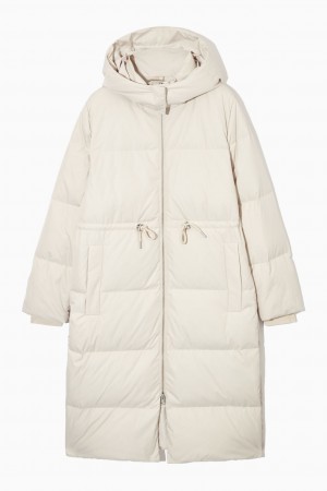 Abrigos COS Encapuchado Recycled Down Puffer Mujer Creme | México QWVJ-37965