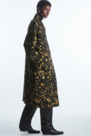 Abrigos COS Oversized Animal-Print Lana Mujer Negros | México EURC-97380