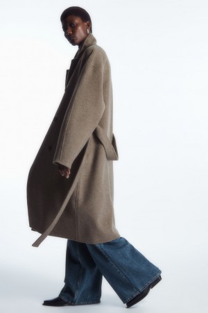Abrigos COS Oversized Double-Breasted Lana Mujer Beige Oscuro | México ELHS-82054