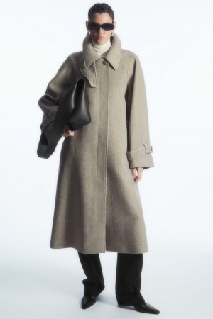 Abrigos COS Oversized Rounded Lana Mujer Beige | México ENXQ-92738