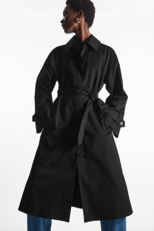 Abrigos COS Regular-Fit Twill Trench Mujer Negros | México LJBG-64832