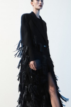 Abrigos COS The Cuero-Tasseled Lana Mujer Negros | México LGVX-80165