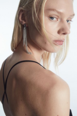 Aretes COS Crystal-Embellished Chainmail Mujer Dorados | México HVDR-13745