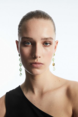 Aretes COS Mismatched Beaded Drop Mujer Verdes Claro Dorados | México NDWL-93647