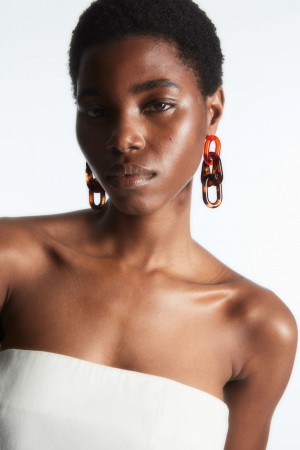Aretes COS Oversized Link Drop Mujer Naranjas | México JXQF-91726