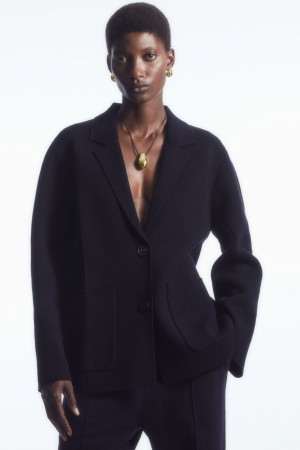 Blazer COS De Punto Lana Mujer Azul Marino | México APWT-49702