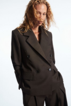 Blazer COS Double-Breasted Lana Mujer Marrom Oscuro | México MRJB-06491
