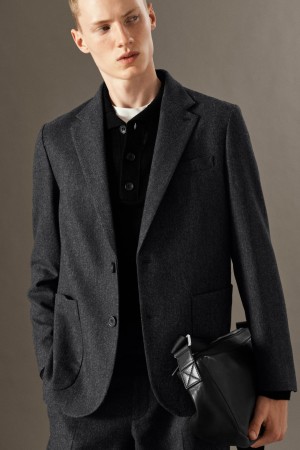 Blazer COS Herringbone Lana Regular Hombre Grises Oscuro | México ZKAY-94381
