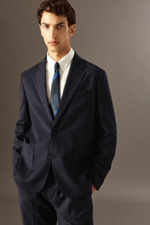 Blazer COS Lana-Flannel Regular Hombre Azul Marino | México KSGA-16950