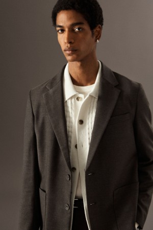 Blazer COS Lana-Flannel Regular Hombre Marrom Oscuro | México TOAV-26491