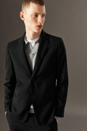 Blazer COS Lana-Hopsack Slim Hombre Negros | México OQRI-72580
