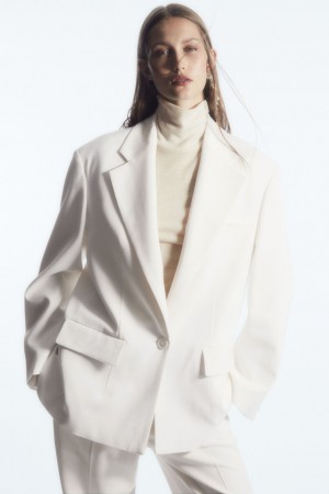 Blazer COS Oversized Crepe Mujer Blancos | México DQEZ-04895
