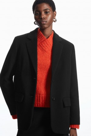 Blazer COS Relaxed-Fit Single-Breasted Lana Mujer Negros | México NWCO-80763
