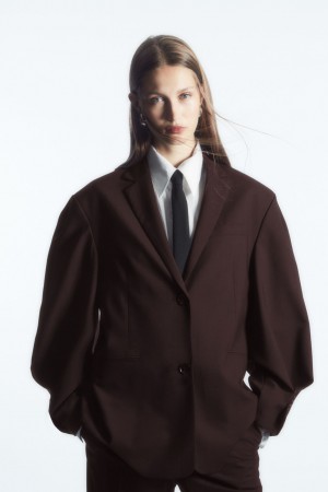Blazer COS Rounded Lana Mujer Marrom Oscuro | México NMTF-80693