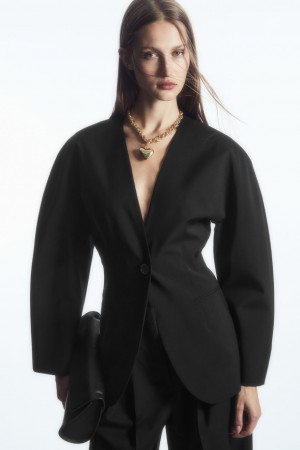 Blazer COS Sculpted Collarless Lana Mujer Negros | México RCTG-94031