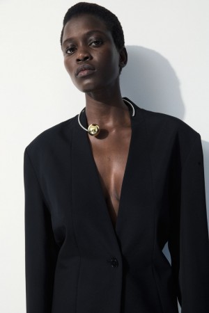 Blazer COS The Draped-Cintura Mujer Negros | México GUIM-90452