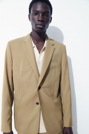 Blazer COS The Single-Breasted Lana Hombre Beige | México HWBM-36870