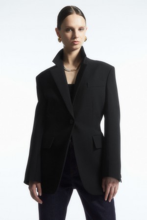 Blazer COS Waisted Lana-Blend Mujer Negros | México WXPJ-43265