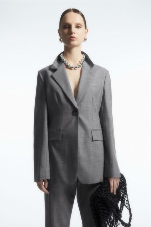 Blazer COS Waisted Lana Mujer Grises Oscuro | México OJAV-08537