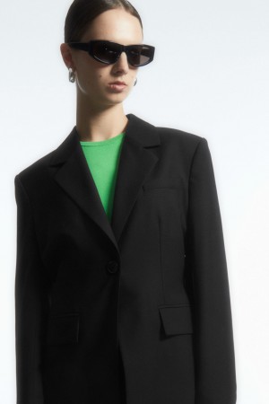 Blazer COS Waisted Lana Mujer Negros | México ILHZ-85279