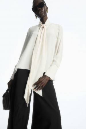 Blusa COS Bow Voile Mujer Blancos | México IBMK-93148