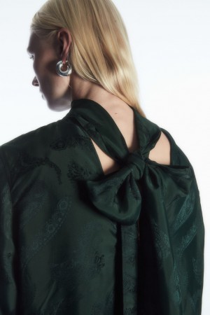 Blusa COS Floral-Jacquard Bow Mujer Verdes Oscuro | México ISRG-51796