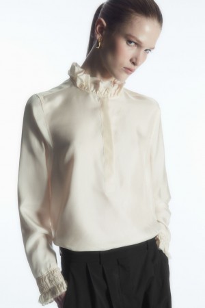 Blusa COS Ruffled Mulberry Silk Mujer Blancos | México HFJY-95420