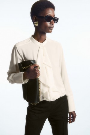 Blusa COS Ruffled Stand-Collar Mujer Blancos | México IQEY-89573