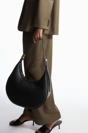Bolsa Cruzada COS Crescent Cuero Mujer Negros | México EQUL-80357