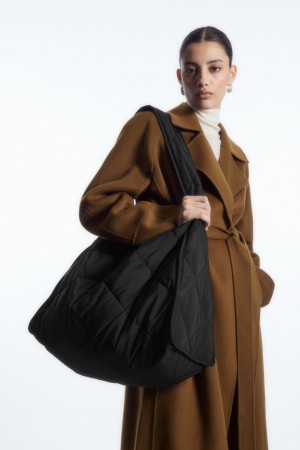 Bolsa De Hombro COS Oversized Diamond-Acolchado Hombre Negros | México YADL-46982