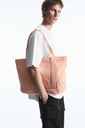 Bolso Tote COS Washed-Algodon Hombre Naranjas | México BGHI-82017