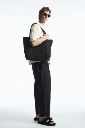 Bolso Tote COS Washed-Algodon Hombre Negros | México QHUD-37541