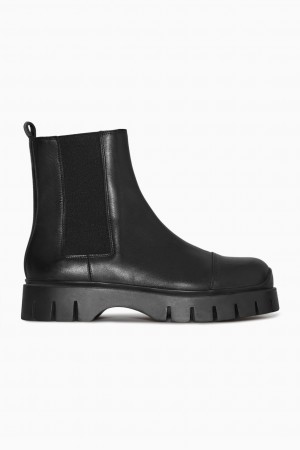 Botas Chelsea COS Fornido Cuero Mujer Negros | México FEBX-72690