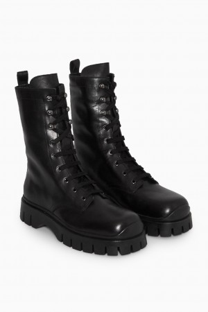 Botas con Cordones COS Fornido Mujer Negros | México LCJN-46385
