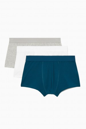 Bragas COS 3-Pack Jersey Boxer Hombre Blancos Turquesa Grises | México GBYS-79628