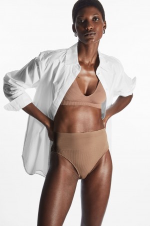 Bragas COS High-Waisted Acanalado Mujer Beige | México GNUI-79260