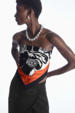 Bufanda COS Printed Pure Silk Neck Mujer Naranjas | México GEPW-48371