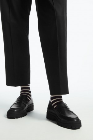 Calcetines COS 2-Pack A Rayas Hombre Azules Claro Negros | México MBXT-86457