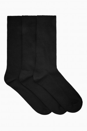 Calcetines COS 3-Pack Acanalado Hombre Negros | México IASM-87459