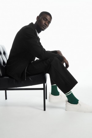 Calcetines COS A Rayas Sports Hombre Verdes Oscuro Blancos | México JMAK-57342