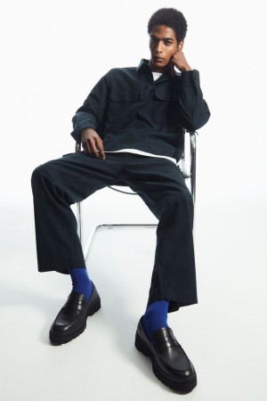 Calcetines COS Acanalado Hombre Azules Oscuro | México GAUQ-74258