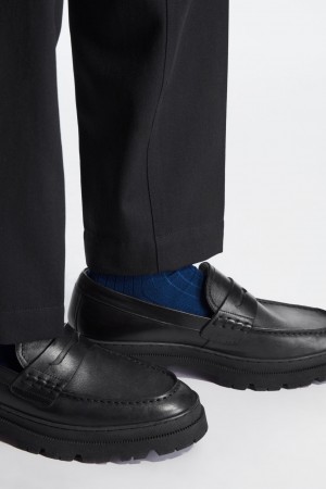 Calcetines COS Acanalado Lana Hombre Azul Marino | México WMBO-39120