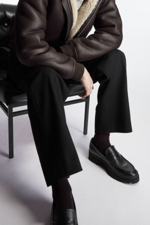 Calcetines COS Acanalado Lana Hombre Marrom Oscuro | México GDQE-65089