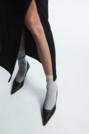 Calcetines COS Acanalado Lurex Mujer Metal Grises | México JXTE-08546