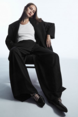 Calcetines COS Double-Stripe Mesh Mujer Negros Blancos | México KLCI-90768