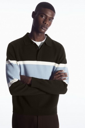 Camisa Polo COS A Rayas Hombre Marrom Oscuro | México KCEF-39241