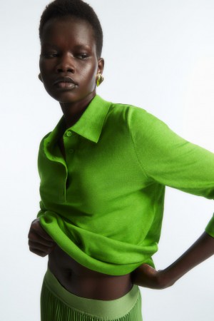 Camisa Polo COS De Punto Silk-Blend Mujer Verdes | México GUSK-81567