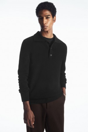 Camisa Polo COS Lana And Cashmere Hombre Negros | México MBIE-87045